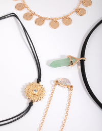 Green Semi-Precious Jingle Choker Necklace Pack - link has visual effect only