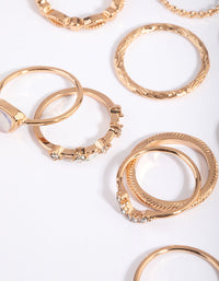 Gold Moonstone and Diamante Ring Stack Pack - link has visual effect only