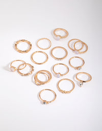 Gold Moonstone and Diamante Ring Stack Pack - link has visual effect only