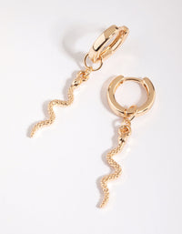 Gold Snake Huggie Hoop Earrings - link has visual effect only