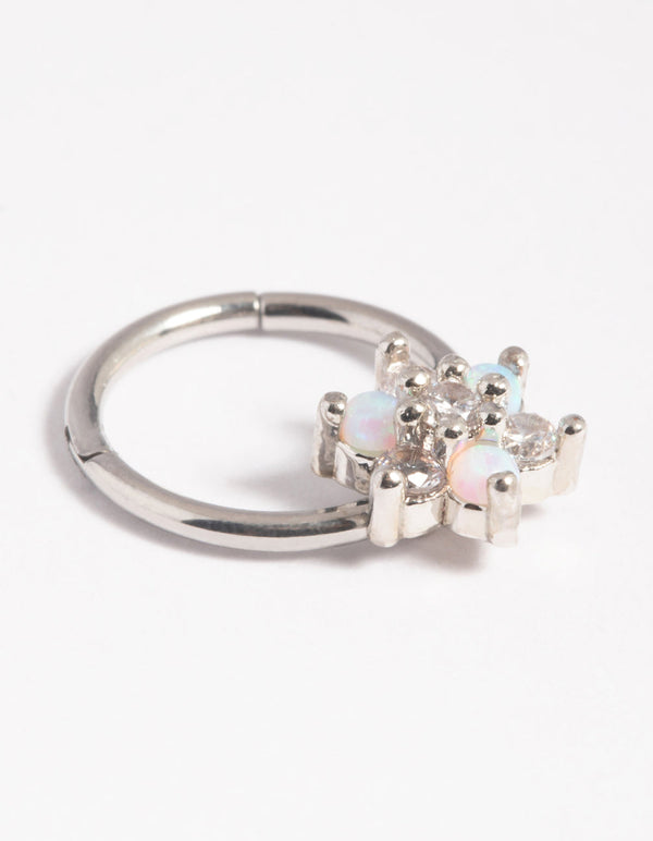 Surgical Steel Pretty Flower Clicker Ring