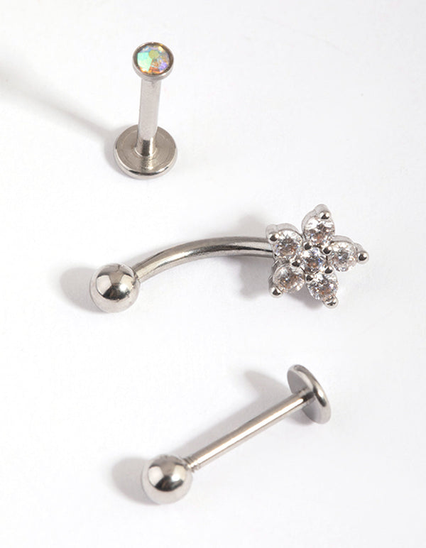 Surgical Steel Flower Mixed Earring Pack