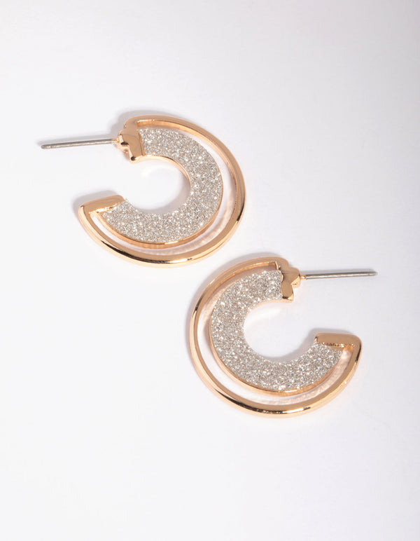 Silver Glitter Hoop Earrings