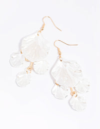 White Pearlised Petal Drop Earrings - link has visual effect only