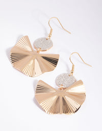 Gold Glitter Fan Drop Earrings - link has visual effect only