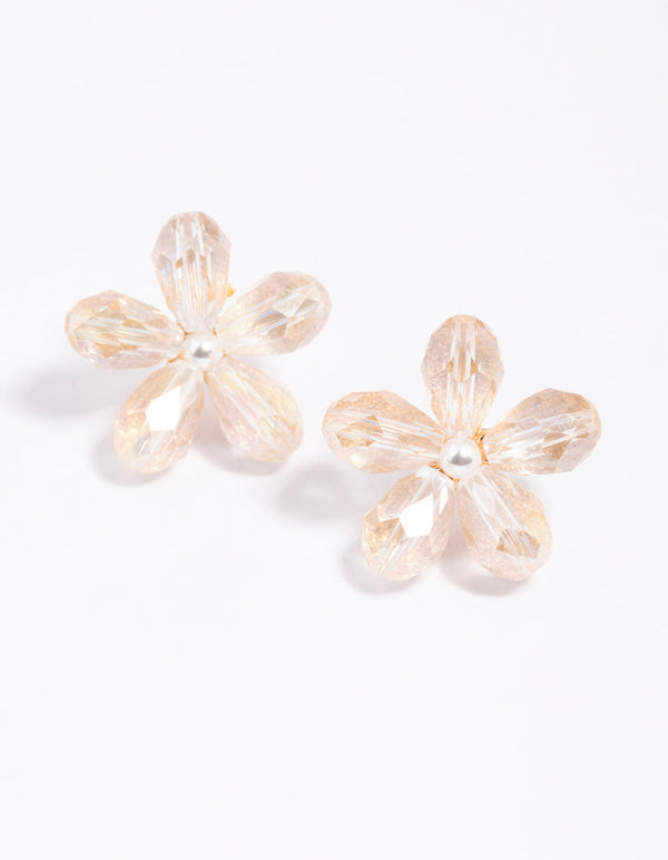 Diamante Bead and Daisy Stud Earrings
