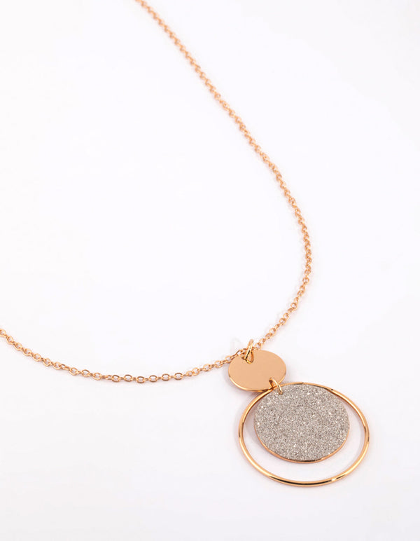 Gold Glitter Disc Necklace