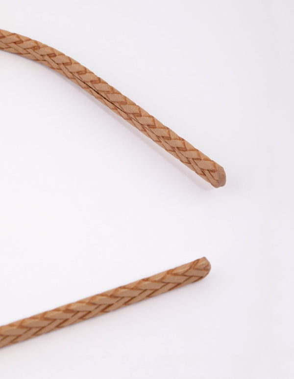 Brown Faux Leather Headband