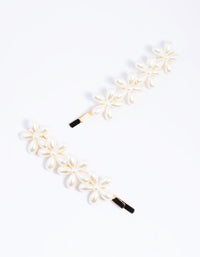 Gold Pearl Flower Clip Set - link has visual effect only