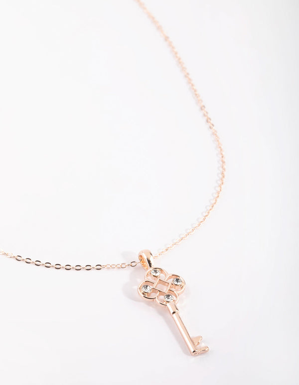 Rose Gold Antique Key Pendant Necklace
