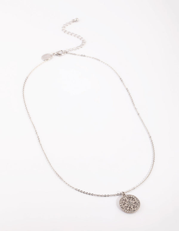 Rhodium Diamante Pendant Necklace