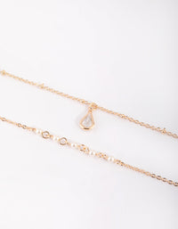 Gold Pearl and Teardrop Diamante Bracelet Set - link has visual effect only