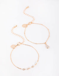 Gold Pearl and Teardrop Diamante Bracelet Set - link has visual effect only