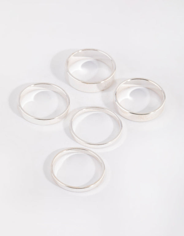 Silver Flat Band Ring Pack
