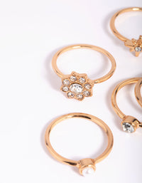 Gold Pearl and Diamante Ring Pack - link has visual effect only