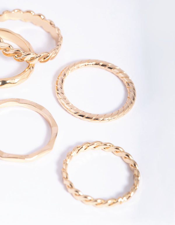 Gold Chain Link Ring Pack