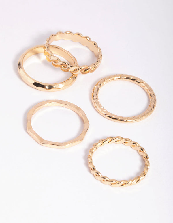 Gold Chain Link Ring Pack