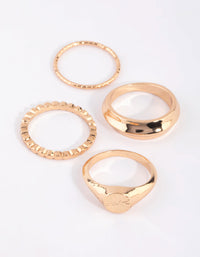 Gold Statement Signet Ring Pack - link has visual effect only