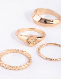 Gold Statement Signet Ring Pack - link has visual effect only