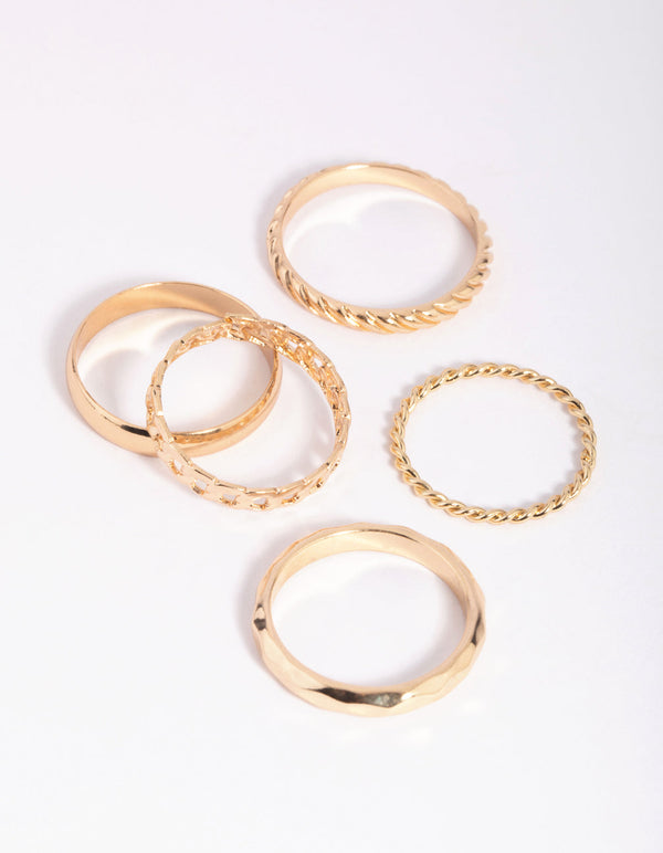 Gold Chain Link Ring Pack