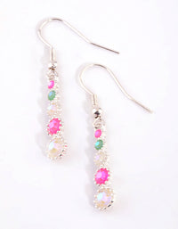 Silver Cascading Gem Drop Earrings - link has visual effect only