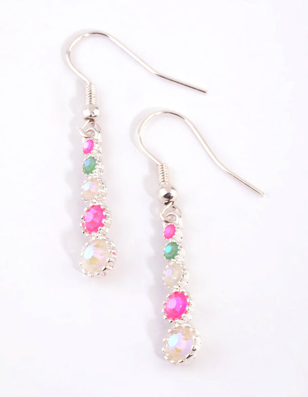 Silver Cascading Gem Drop Earrings