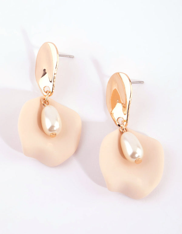 Gold Oyster Pearl Drop Earrings