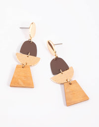 Wooden Trapezium Drop Earrings - link has visual effect only