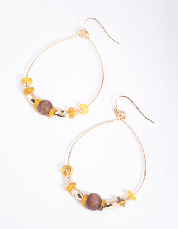 Brown Beaded Teardrop Earrings