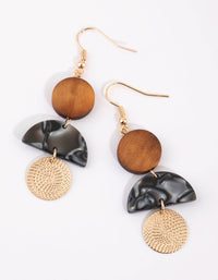 Gold Wooden Bead Drop Earrings - link has visual effect only