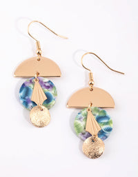 Gold Disc Drop Earrings - link has visual effect only