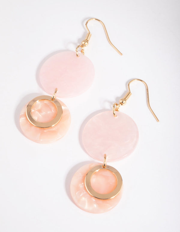 Pink Disc Drop Earrings