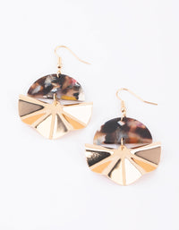 Gold Disc and Fan Drop Earrings - link has visual effect only