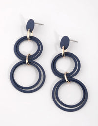 Matte Navy Circular Drop Earrings - link has visual effect only