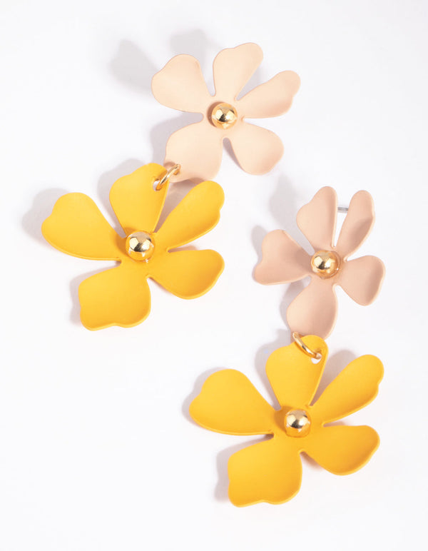 Matte Flower Statement Drop Earrings