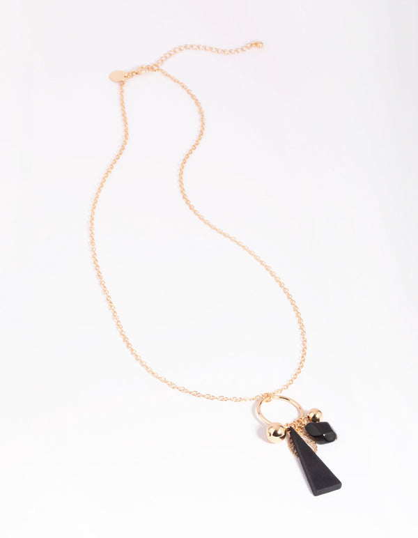 Gold and Black Charm Necklace