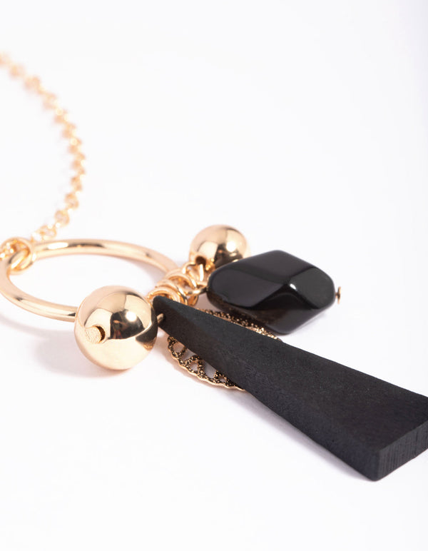 Gold and Black Charm Necklace