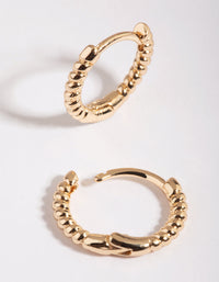 Gold Twisted Huggie Hoop Earrings - link has visual effect only