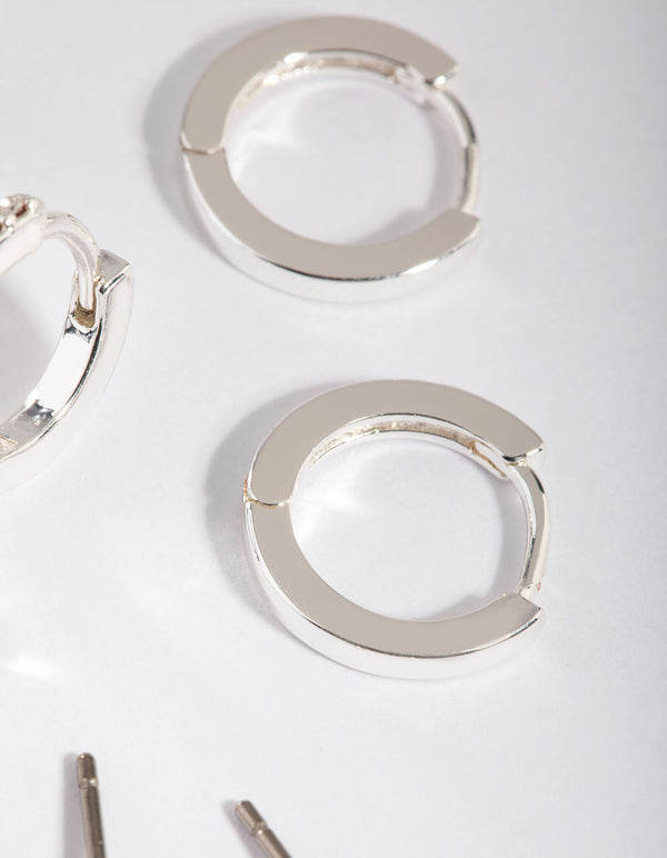 Silver Diamante Cross Over Earring Stack Pack