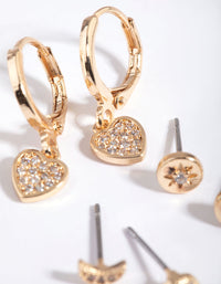 Gold Celestial and Heart Earring Stack Pack - link has visual effect only