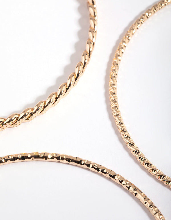 Gold Mixed Texture Bangle Pack