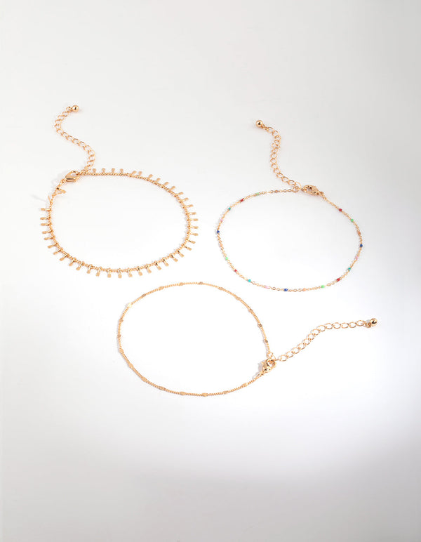 Rainbow and Heart Chain Anklet Pack