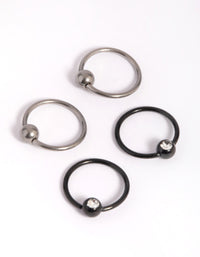 Titanium Ball and Diamante Nose Ring Pack - link has visual effect only
