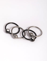 Titanium Ball and Diamante Nose Ring Pack - link has visual effect only