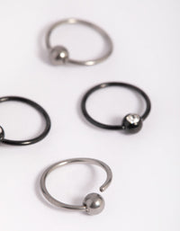 Titanium Ball and Diamante Nose Ring Pack - link has visual effect only