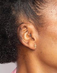 Gold Plated Surcial Steel Cross Stud Earrings - link has visual effect only