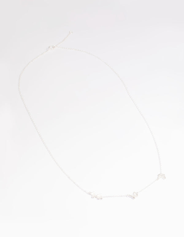 Sterling Silver Etched Butterfly Necklace