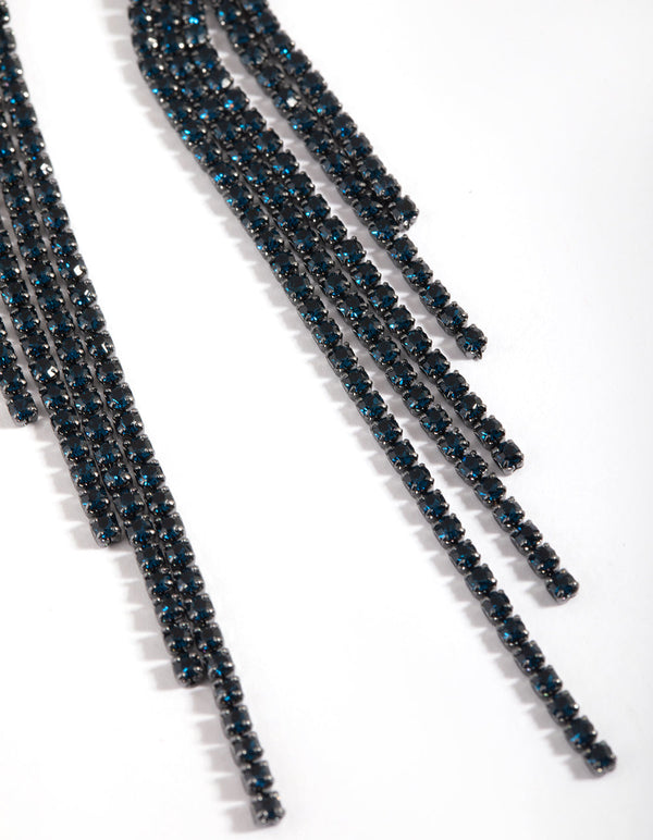 Navy Twisted Drop Earrings