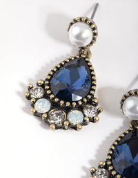 Navy Pearl and Diamante Drop Earrings - link has visual effect only