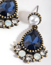 Navy Pearl and Diamante Drop Earrings - link has visual effect only